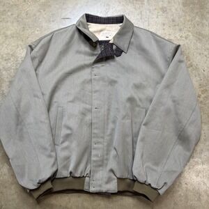 Vintage Majer Jacket Mens XL Gray Harrington Bomber Made USA Plaid Lining 80s